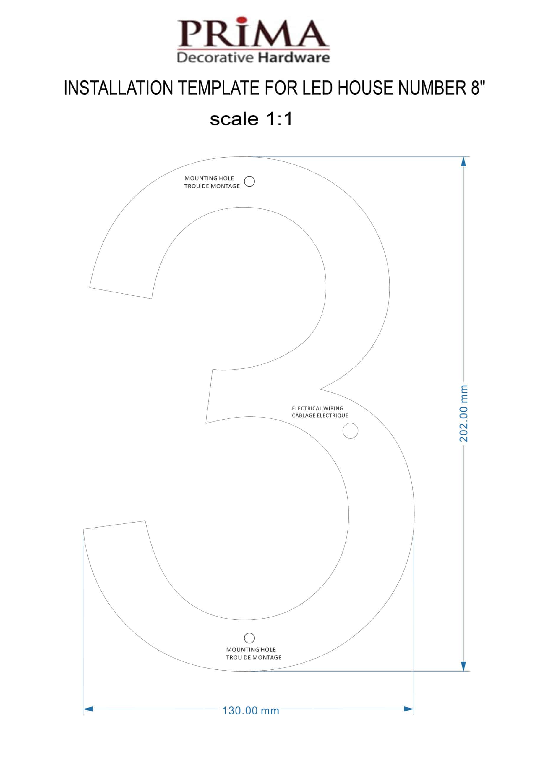 Modern 8″ Backlit Led House Numbers, Prima 0 To 9