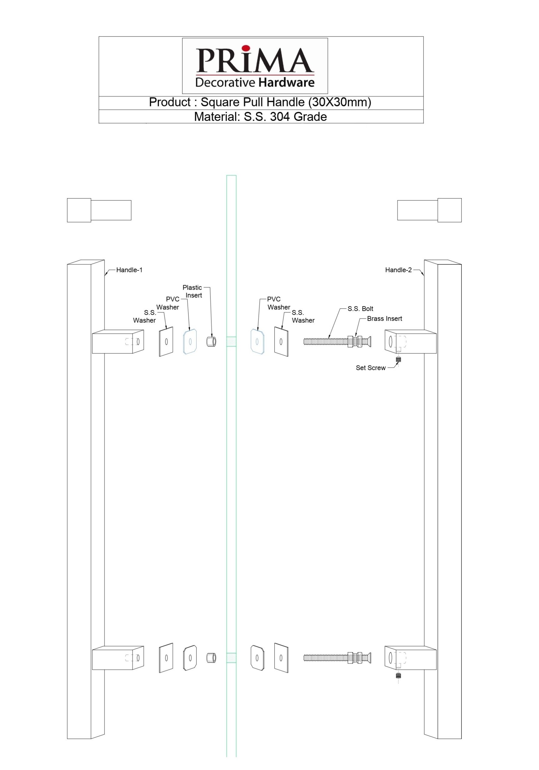 Door-Pull-Handle-Square-H-Type
