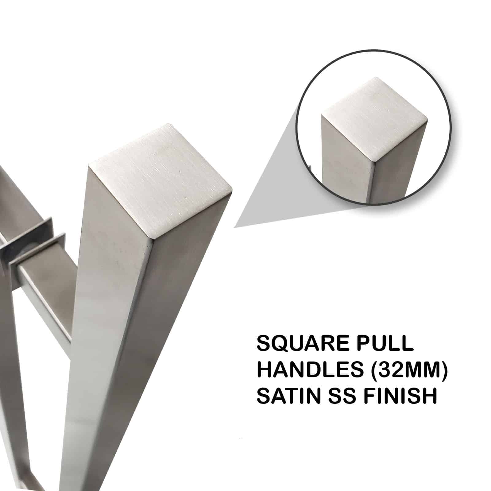 60" Back-to-Back Entry Door Pull / Push Handle - Square ‘H’ Type, Ladder Style Modern Design | Premium 304 Stainless Steel | Satin Brushed Finish