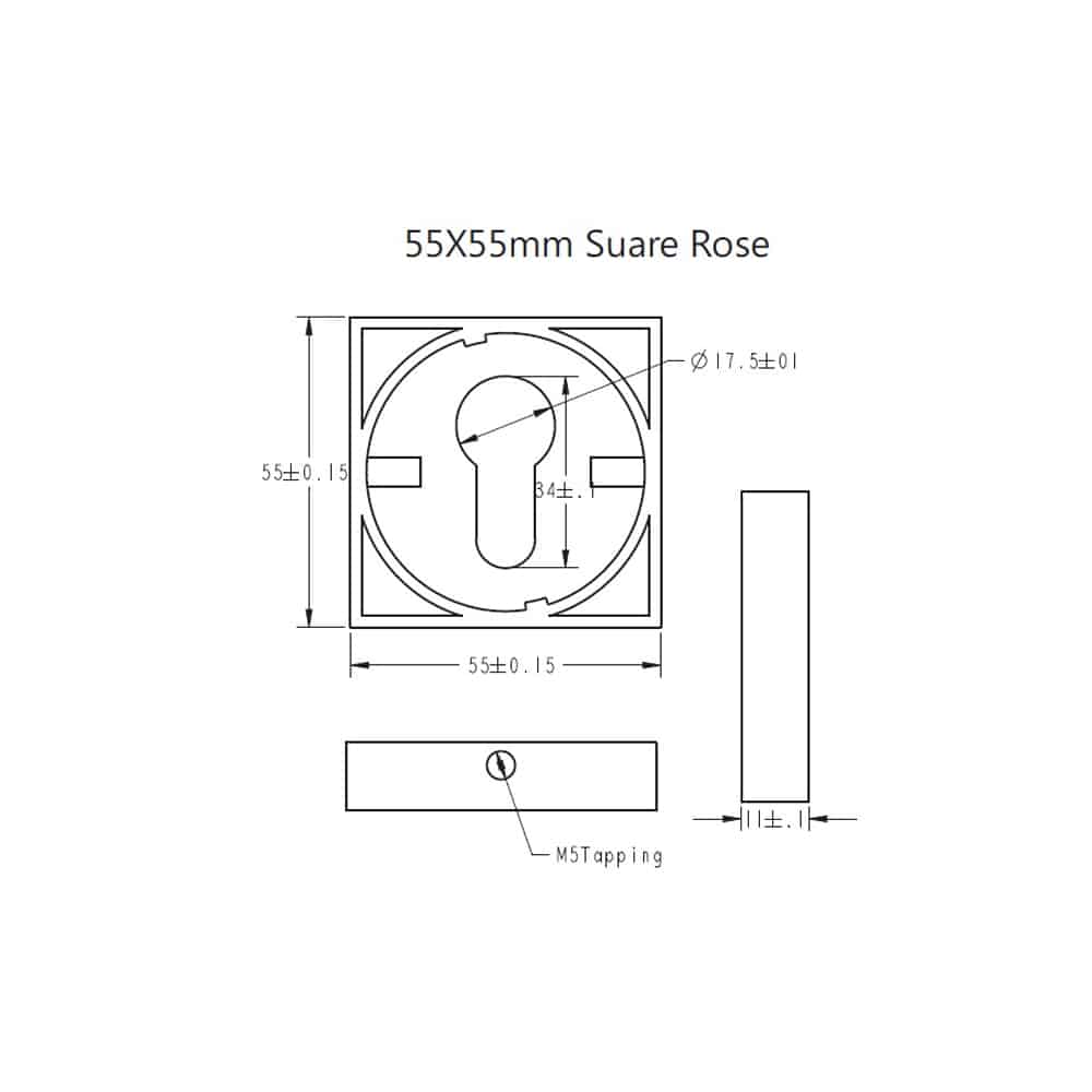 Euro profile Cylinder 70 MM, Solid Brass Square - Set
