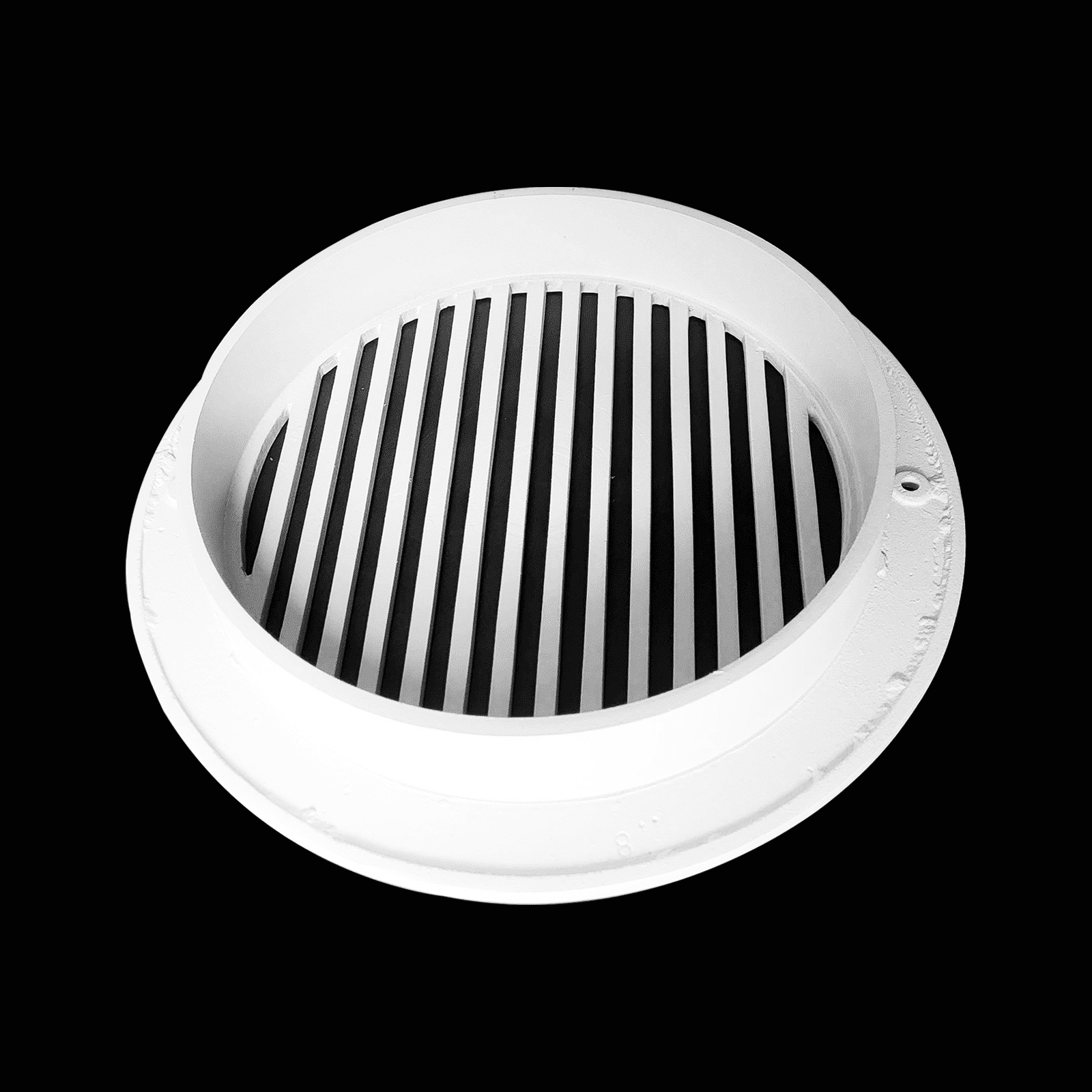 Round Air Vent Duct Grille 8″ Top Faceplate Size 9.65″ HVAC Decorative Duct Cover Cast Aluminum Powder Coated Re-Paintable for Walls, Ceilings, And Floors Without Damper – Modern Linear Design (VR 109)