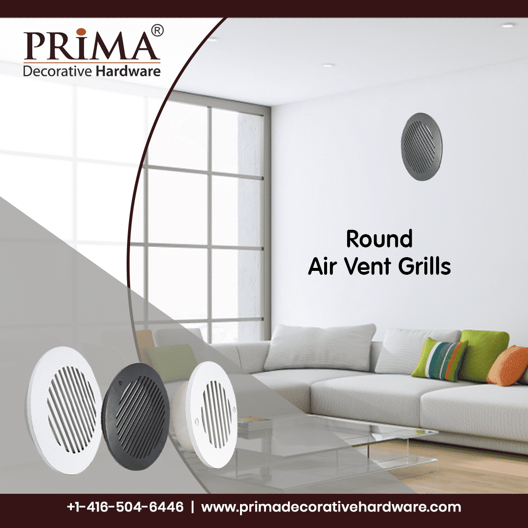 Round Air Vent Duct Grille 6″ Top Faceplate Size 7.5″ HVAC Decorative Duct Cover Cast Aluminum Powder Coated Re-Paintable for Walls, Ceilings, And Floors Without Damper – Modern Linear Design (VR 109)