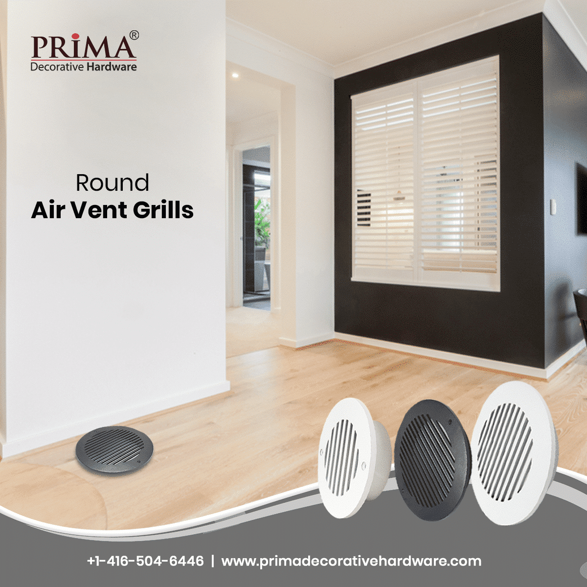 Round Air Vent Duct Grille 8″ Top Faceplate Size 9.65″ HVAC Decorative Duct Cover Cast Aluminum Powder Coated Re-Paintable for Walls, Ceilings, And Floors Without Damper – Modern Linear Design (VR 109)