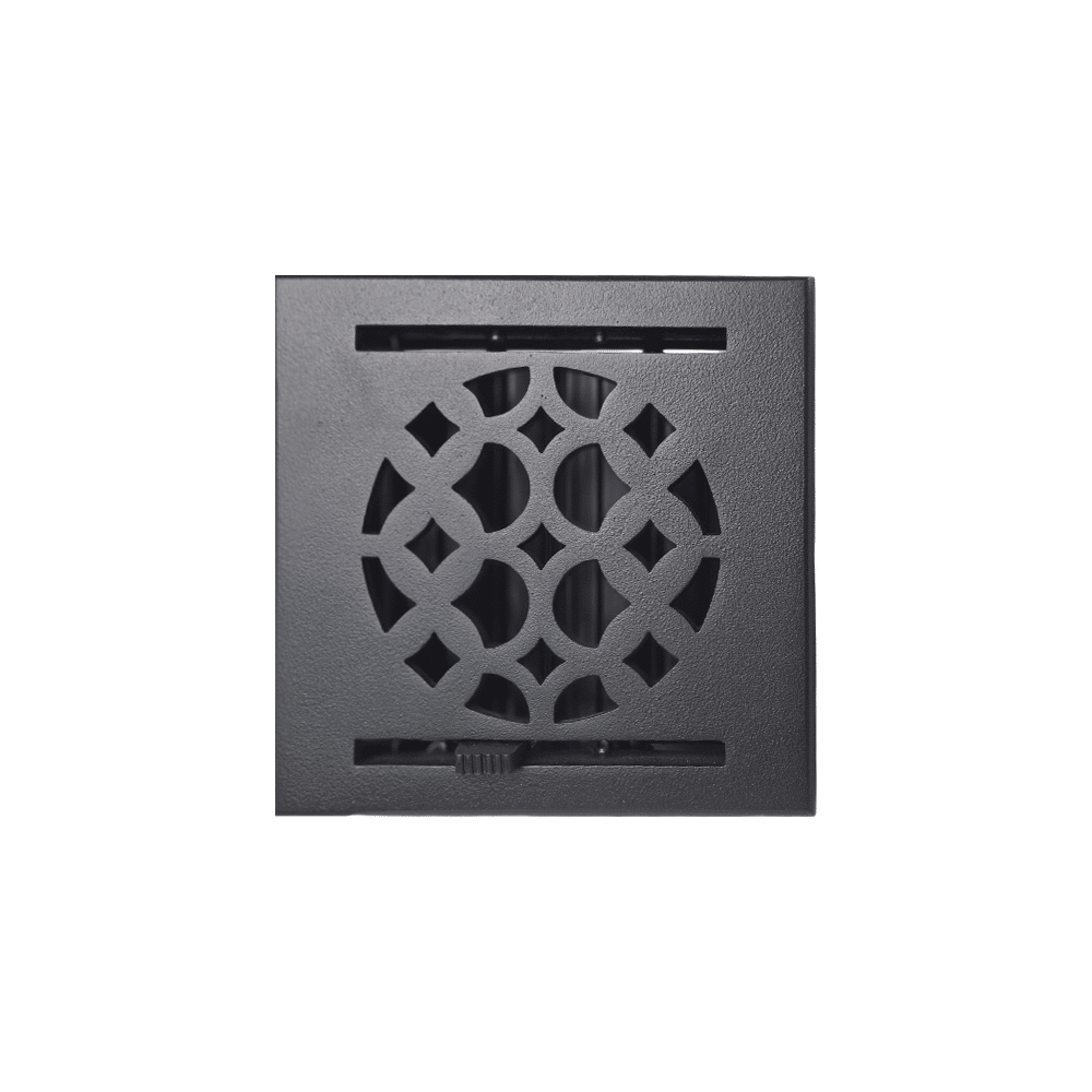 Air Vent Cover Round Vent Cover 4" | Cast Aluminum | Top square Faceplate 6"x6" with Damper at back for air control (Design VR100)