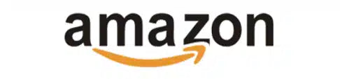 The Amazon logo features the word amazon in lowercase black letters with a yellow arrow underneath, curving from the letter a to z, resembling a smile.