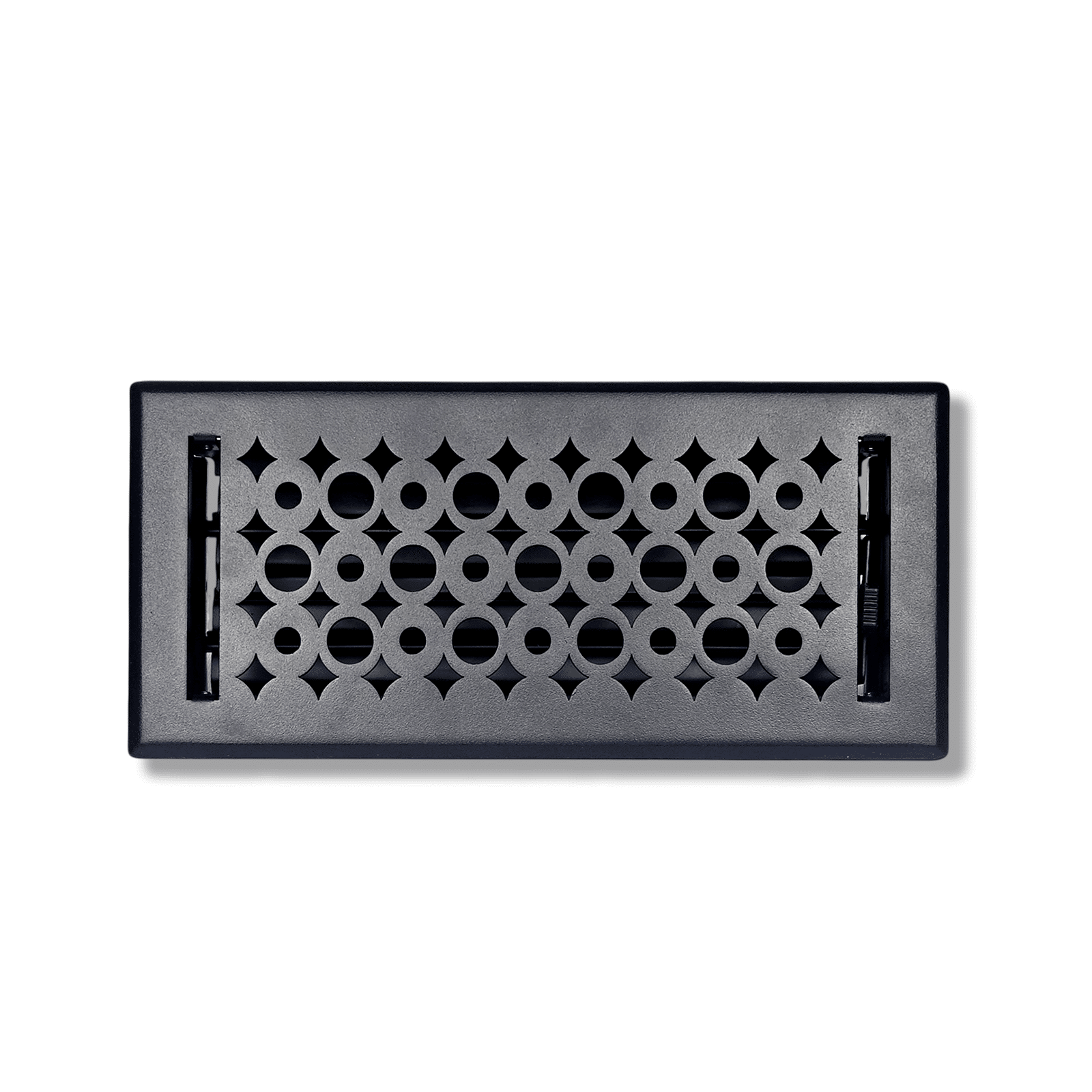 4"X10" Durable Solid Steel Floor Register Vent – Decorative Circle-in-Star Design | Matte Black Finish | Durable HVAC Vent Cover for Floor, Wall, or Ceiling | Model VR106