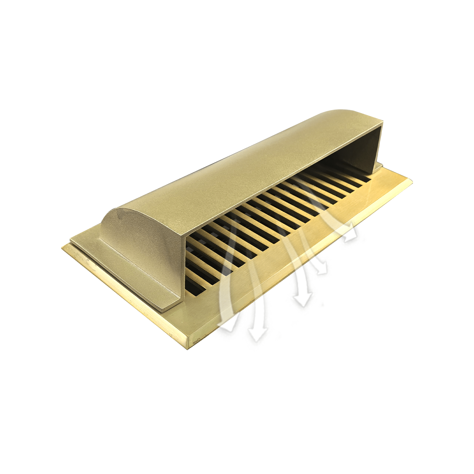 Metal Floor Vent Air Deflector 4"x12"- cast Aluminum HVAC Diverter fits on 4"x12" and 6"x12" Vents. Heavy - duty Vent Cover for Vents Under Furniture, Beds, Sofas, or Curtains - Dome Design Matte Gold