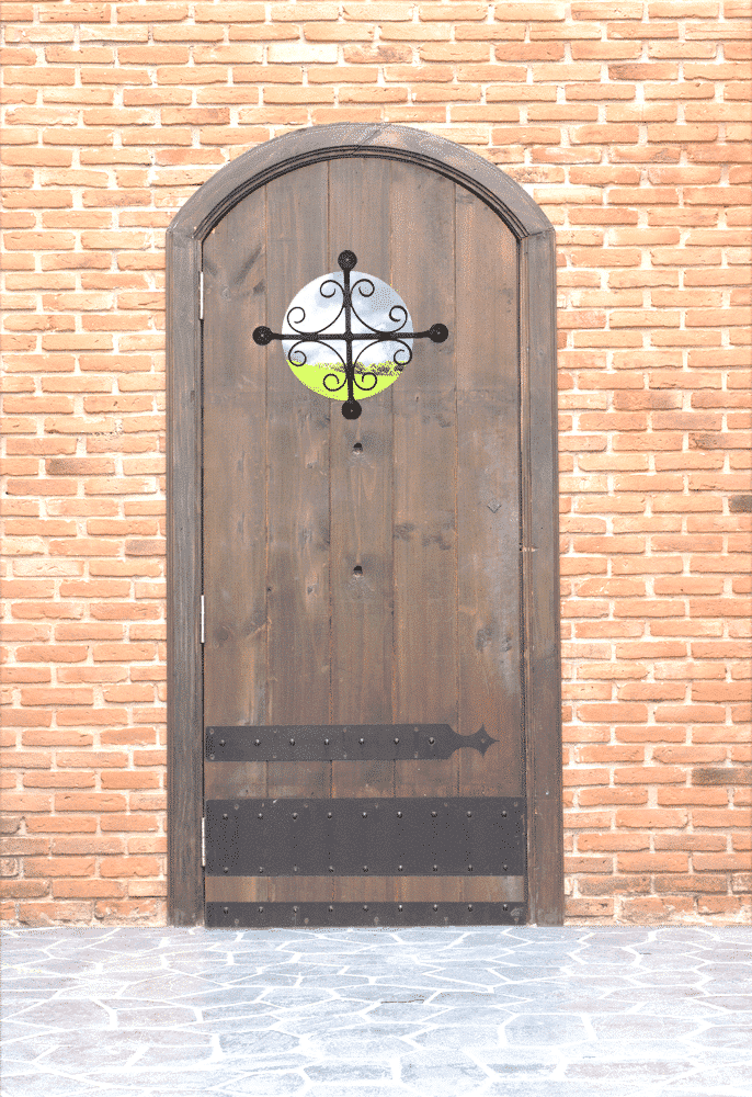 gate speakeasy grille iron scroll design 103