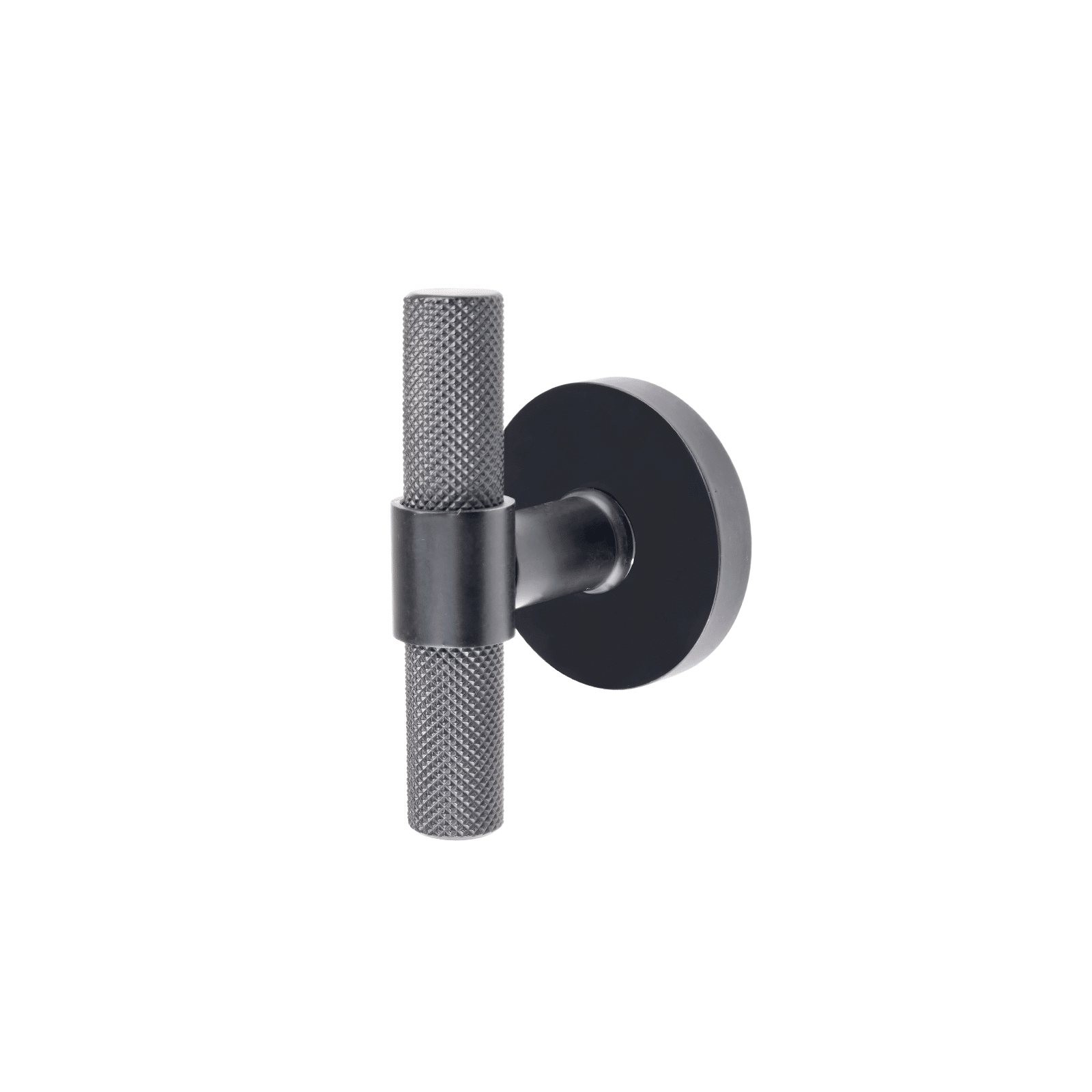 T- Bar Style door Handle/Knob - Knurled design in Barrel on Round Rosette