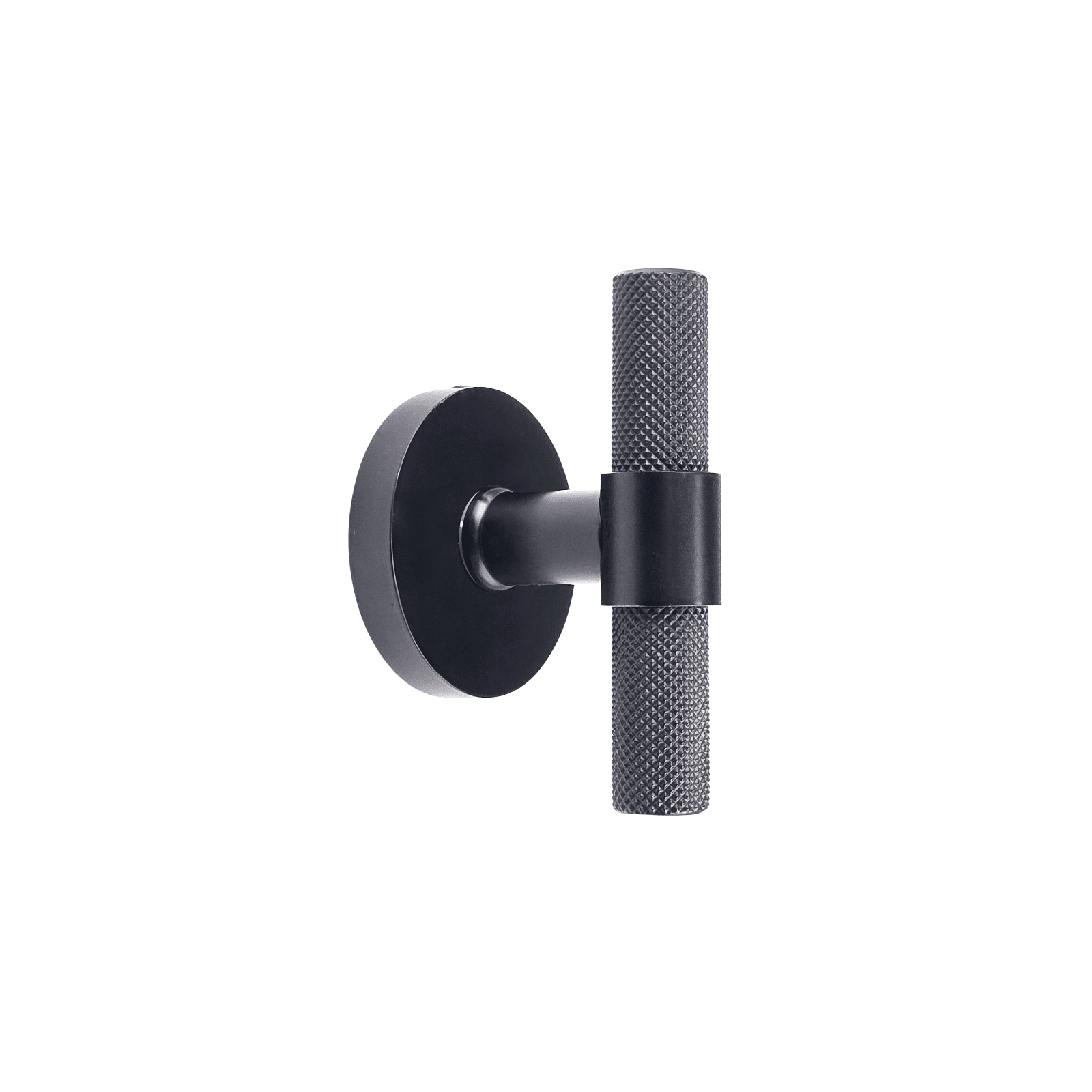 T- Bar Style door Handle/Knob - Knurled design in Barrel on Round Rosette
