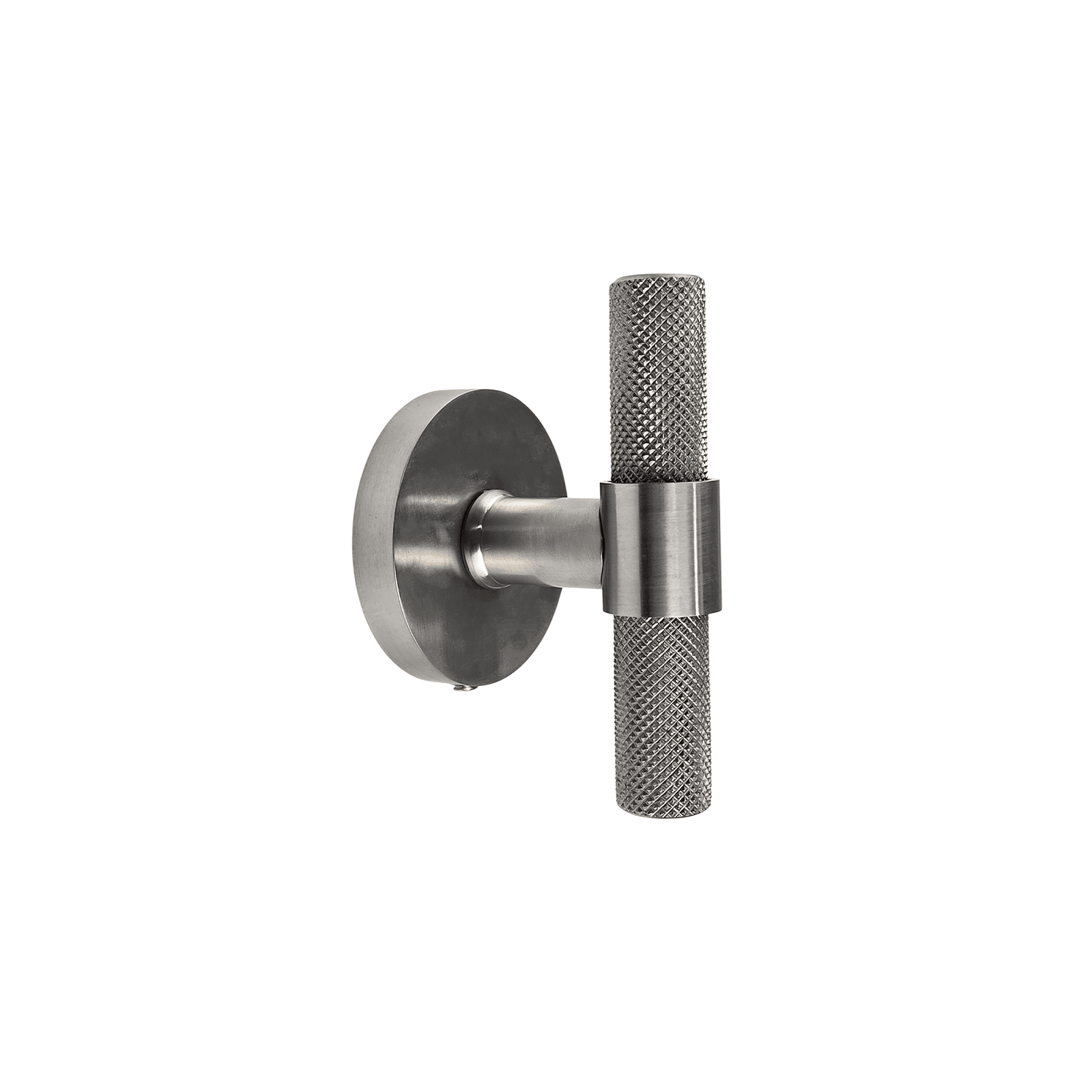 T- Bar Style door Handle/Knob - Knurled design in Barrel on Round Rosette