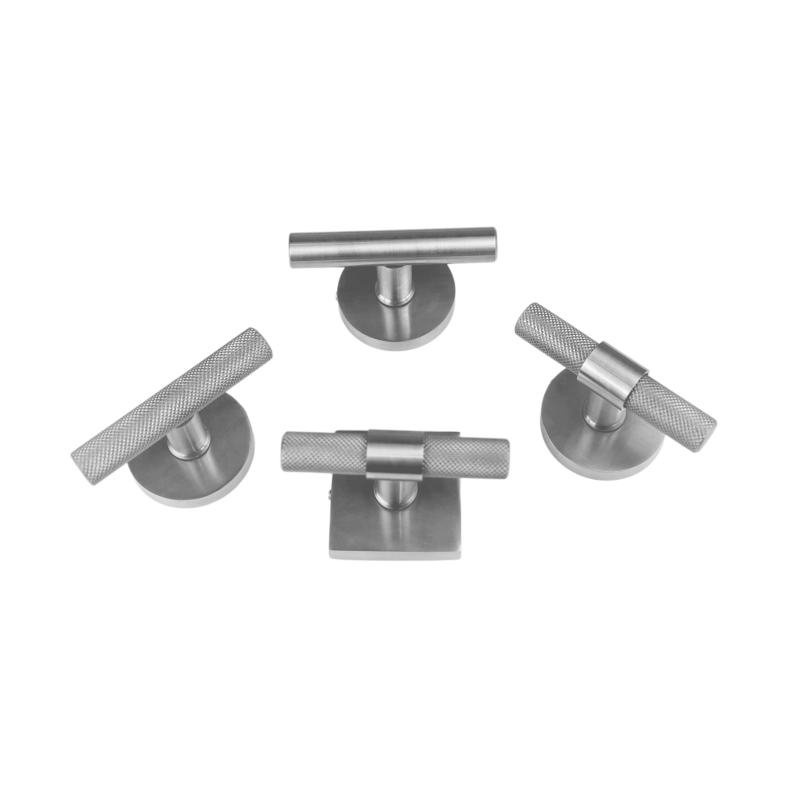 T- Bar Style door Handle/Knob - Knurled design in Barrel on Round Rosette