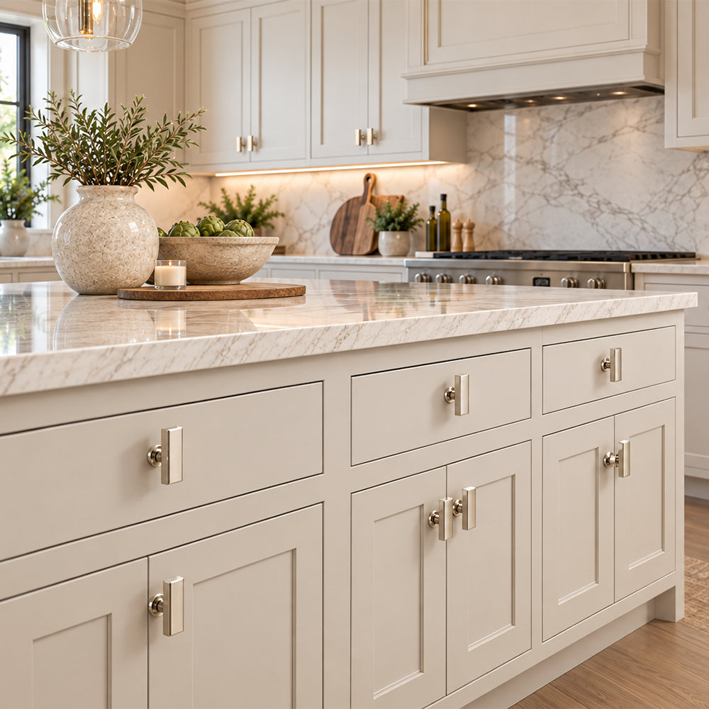 Modern Rectangular T-Bar Cabinet Knob | Solid Brass Handle for Drawers & Cabinets