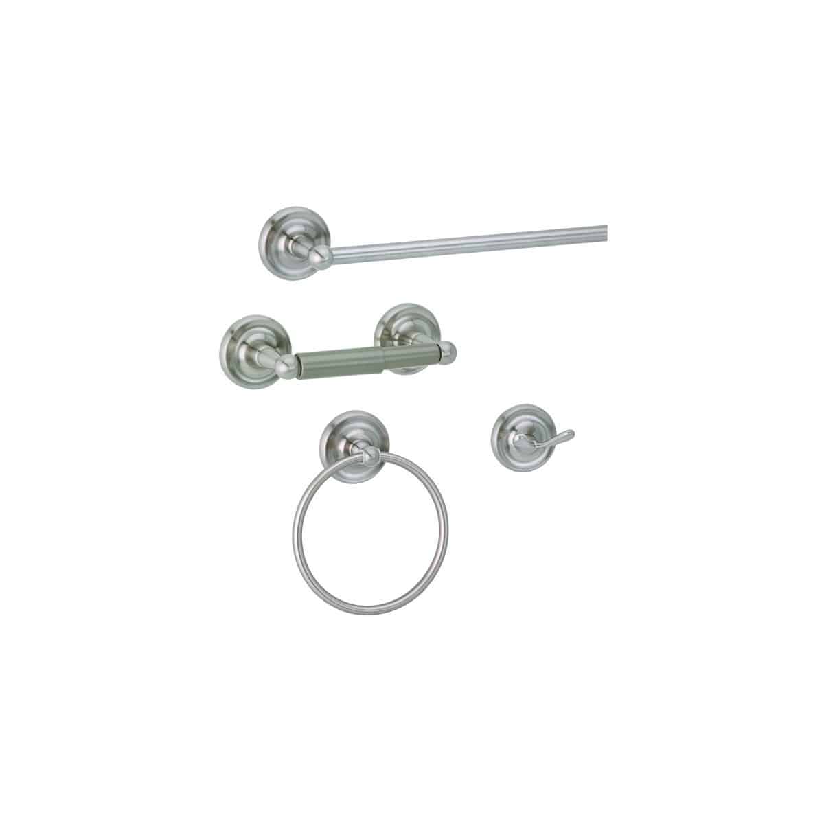 Taymor Orion 4 Piece Bath Set - 24" Towel Bar, Double Robe Hook, Paper Holder, Towel Ring