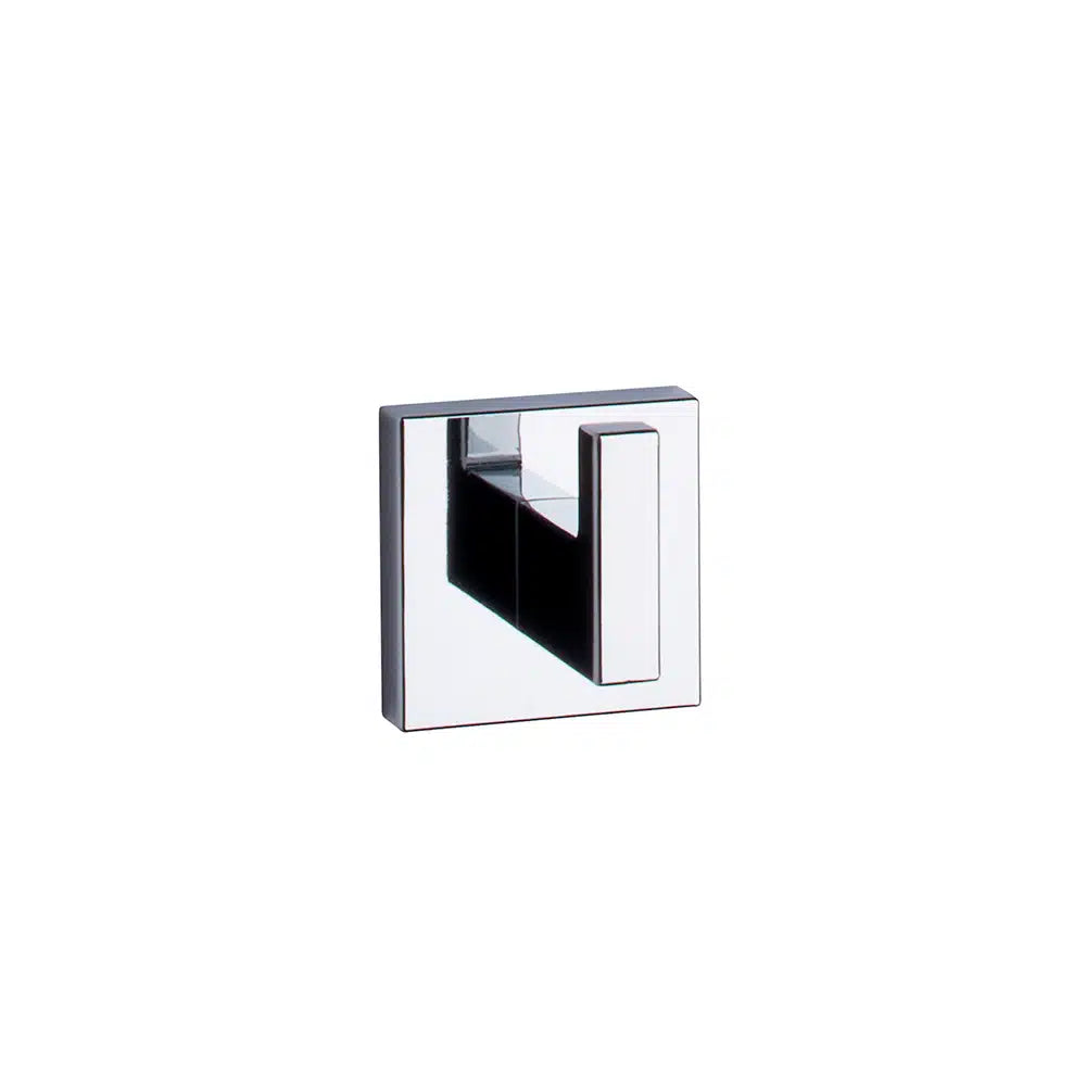 Chrome robe hook on a white background