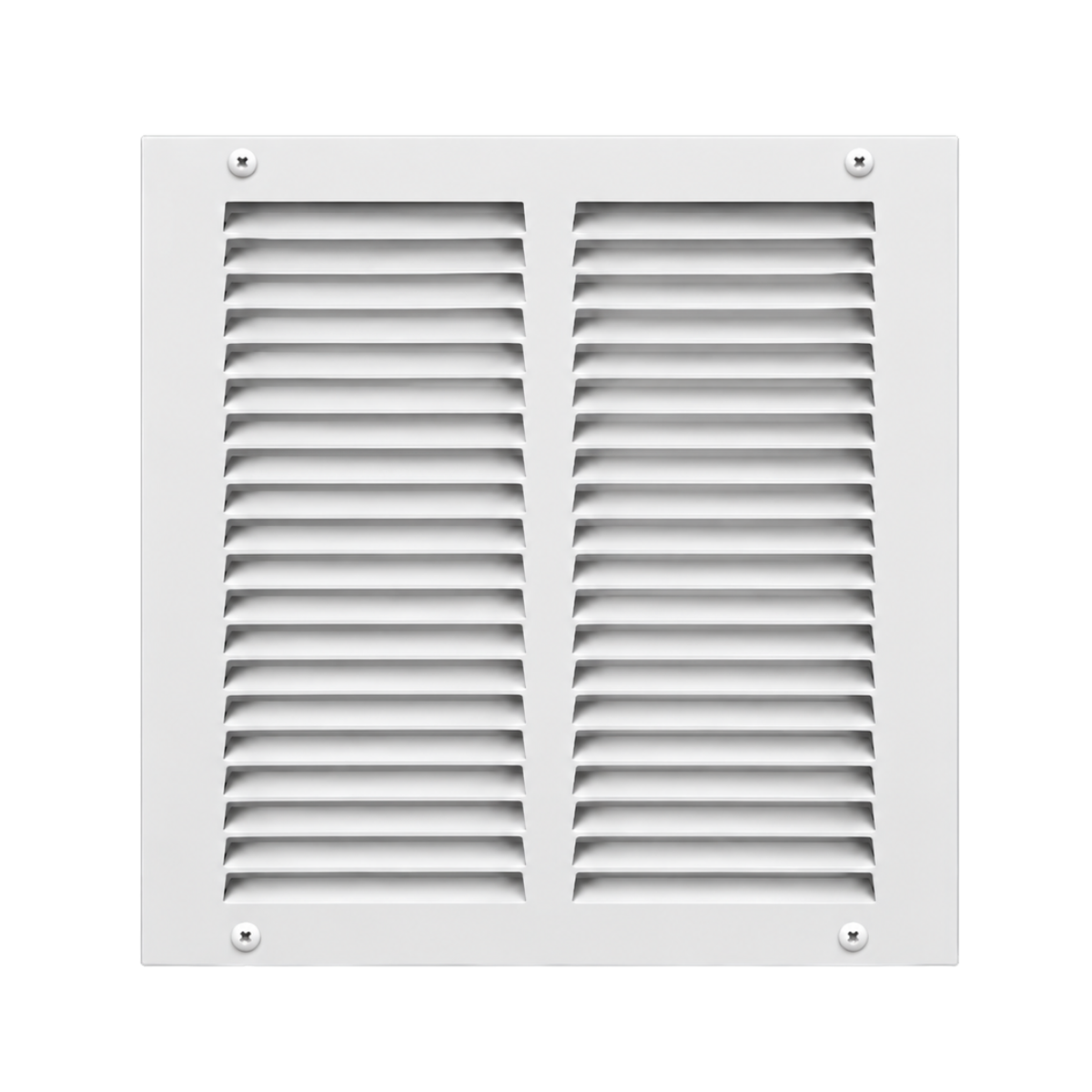 10" x 10" white steel air return grille with horizontal slats for sidewall and ceiling HVAC vent.
