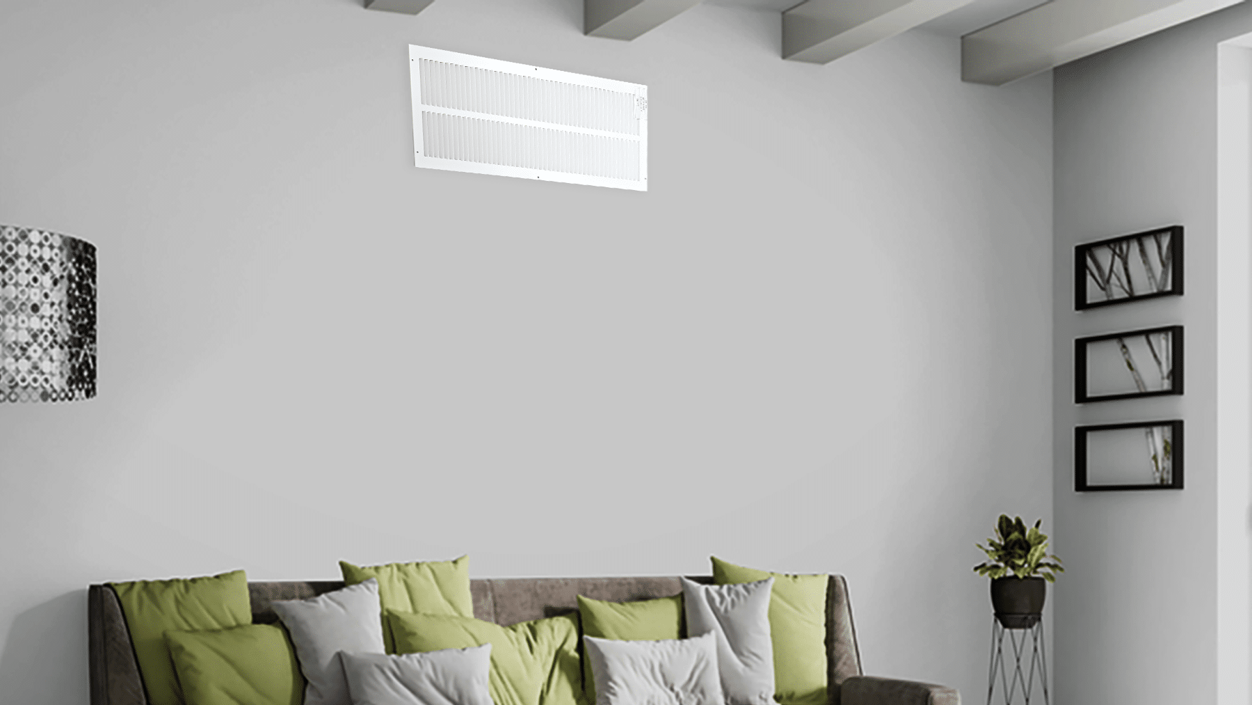 Grille de retour d'air 1 RA 10"x24" pour mur latéral et plafond