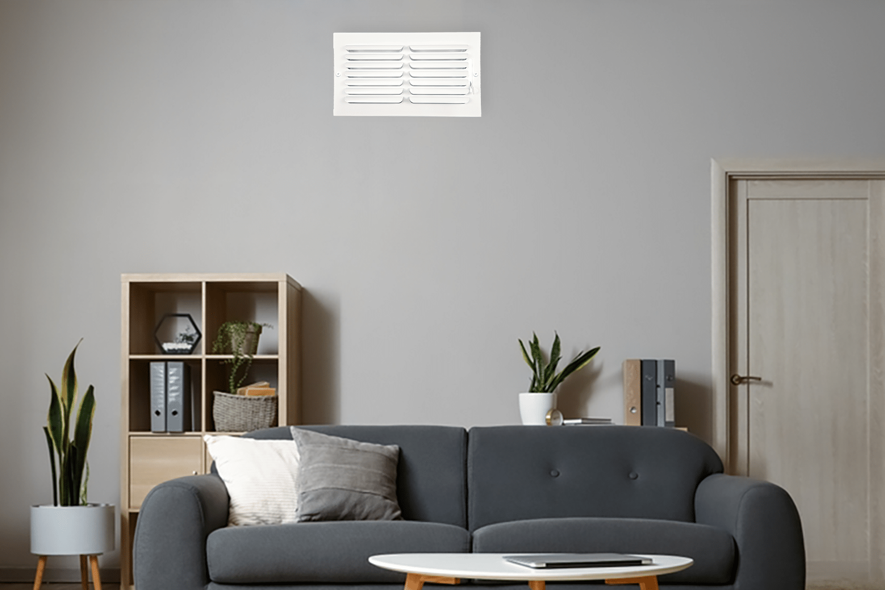 ceiling and sidewall grille white 12"x6" steel 1cb curved blade one way register