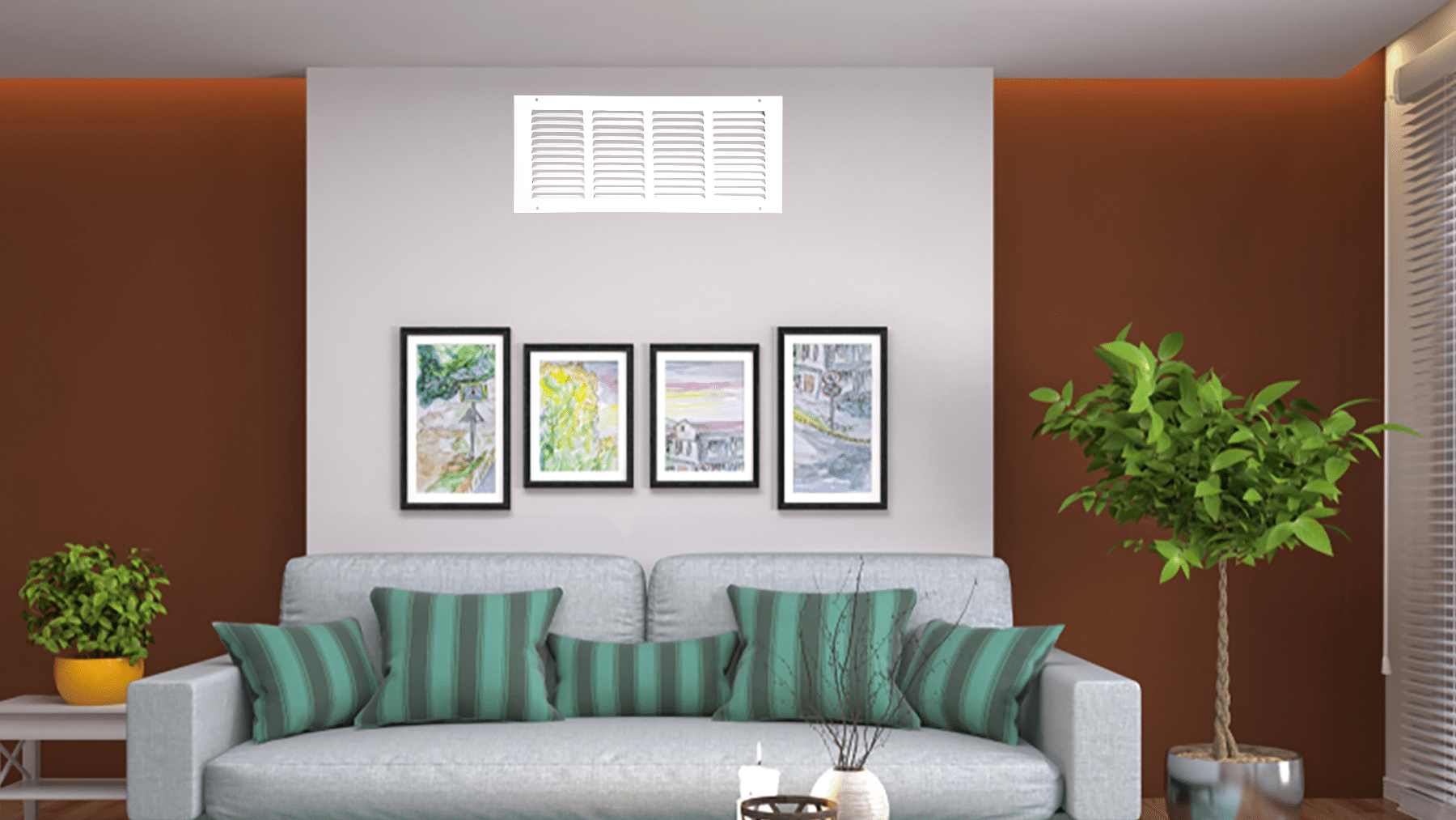 Grille de retour d'air 1 RA 16"x6" pour mur latéral et plafond