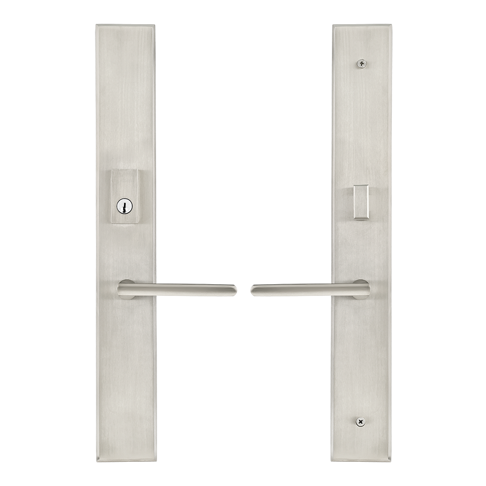 Multi point lock trim set Brass 18"x2.5" Milano Satin Nickel