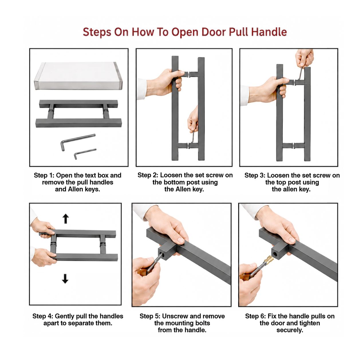 36" Back-to-Back Entry Door Pull Handle | Square H Type Ladder Style | 304 Stainless Steel Front Door Push Pull Handle | for Residential & Commercial use - Black