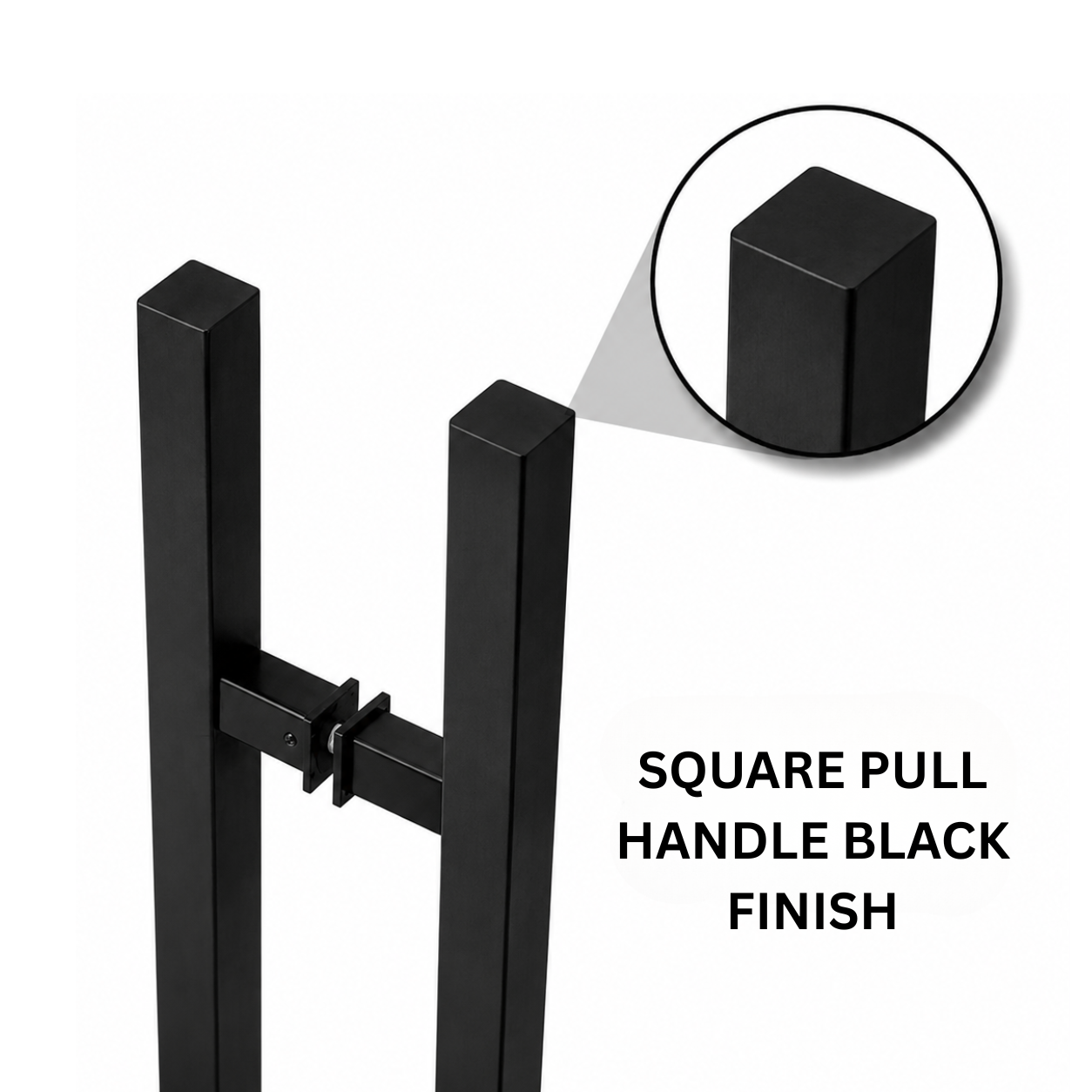 24" Back-to-Back Entry Door Pull Handle | Square H Type Ladder Style | 304 Stainless Steel Front Door Push Pull Handle | for Residential & Commercial use - Black