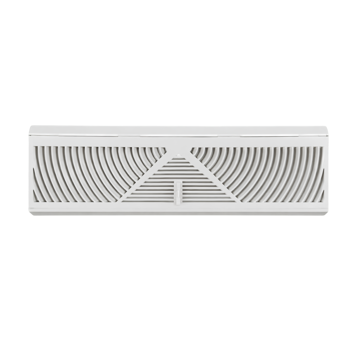 18-inch triangular corner baseboard return air grille 1BB in white steel with adjustable damper
