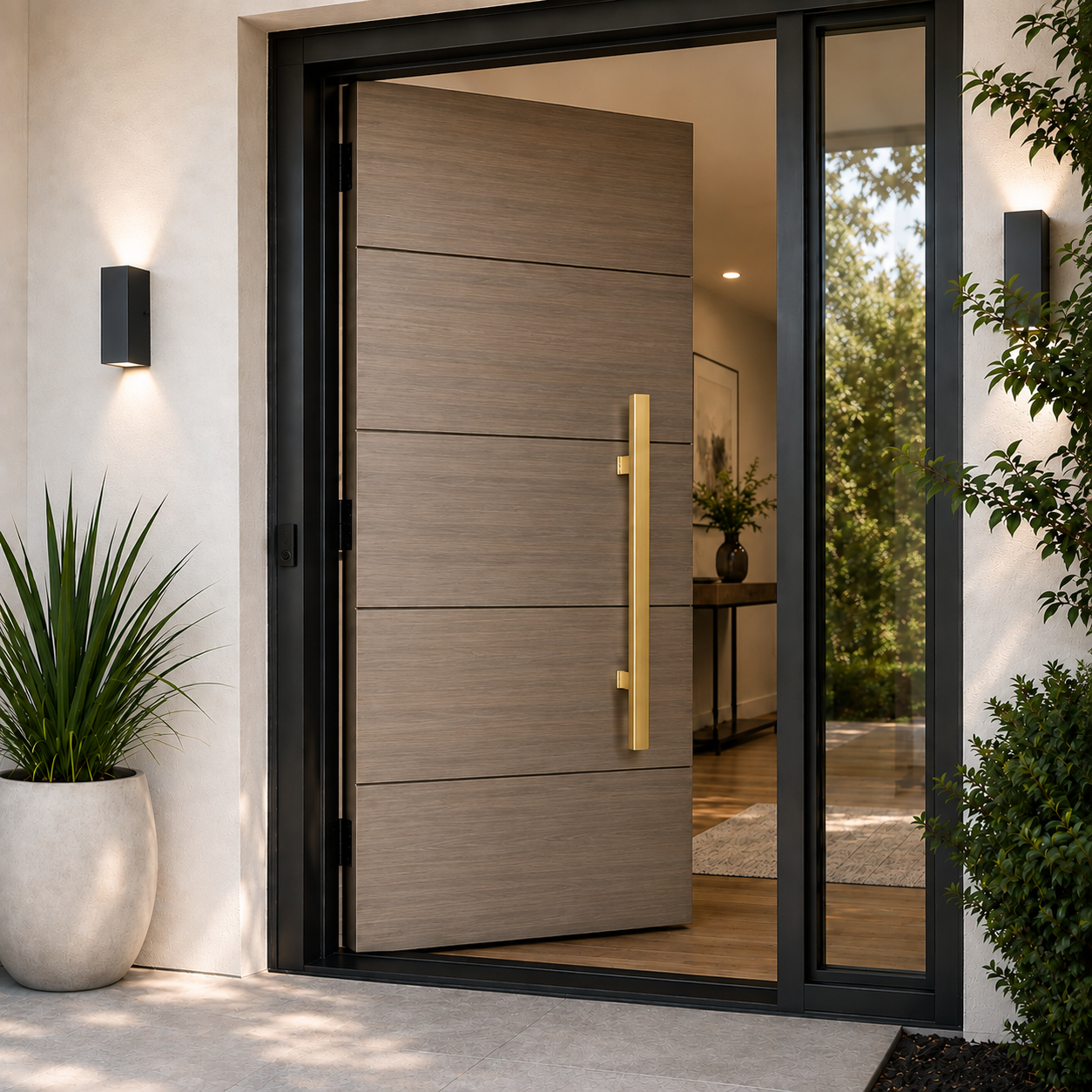 36" Back-to-Back Entry Door Pull Handle | Rectangle H Type Ladder Style | 304 Stainless Steel Front Door Push Pull Handle | for Residential & Commercial use - PVD Gold