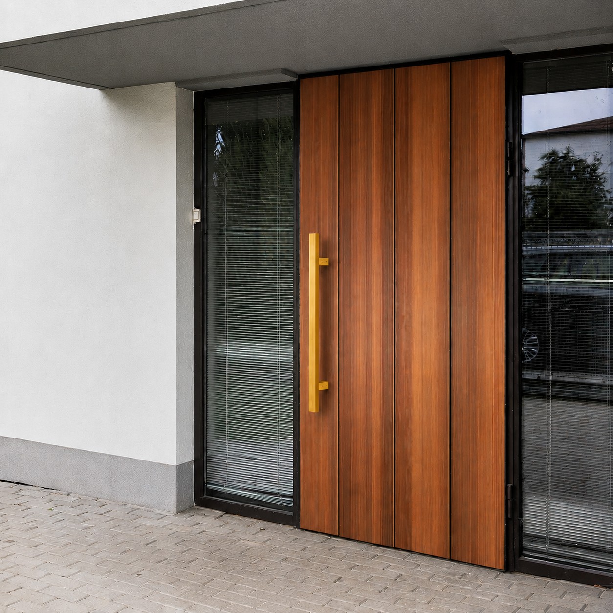 24" Back-to-Back Entry Door Pull Handle | Square H Type Ladder Style | 304 Stainless Steel Front Door Push Pull Handle | for Residential & Commercial use - PVD Gold