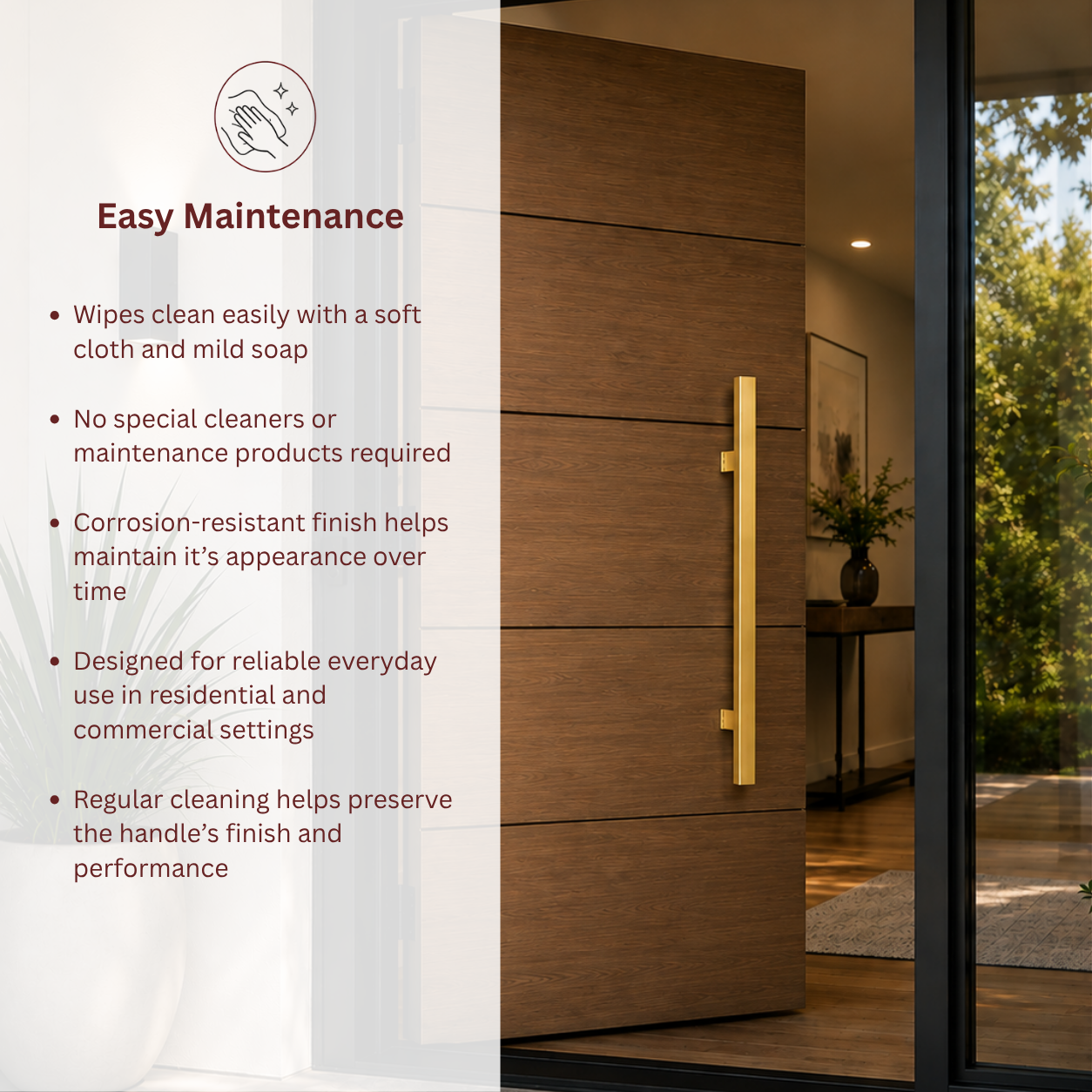 36" Back-to-Back Entry Door Pull Handle | Rectangle H Type Ladder Style | 304 Stainless Steel Front Door Push Pull Handle | for Residential & Commercial use - PVD Gold