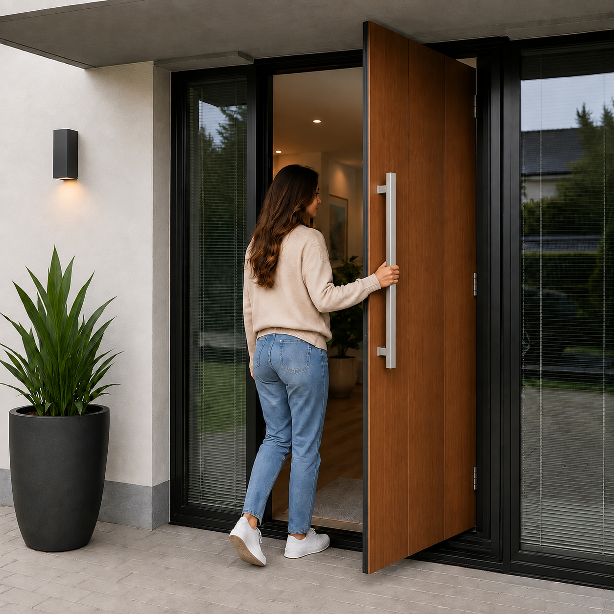 24" Back-to-Back Entry Door Pull Handle | Square H Type Ladder Style | 304 Stainless Steel Front Door Push Pull Handle | for Residential & Commercial use