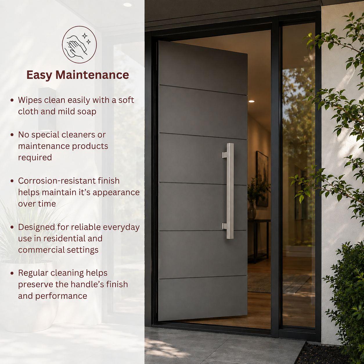 24" Back-to-Back Entry Door Pull Handle | Square H Type Ladder Style | 304 Stainless Steel Front Door Push Pull Handle | for Residential & Commercial use