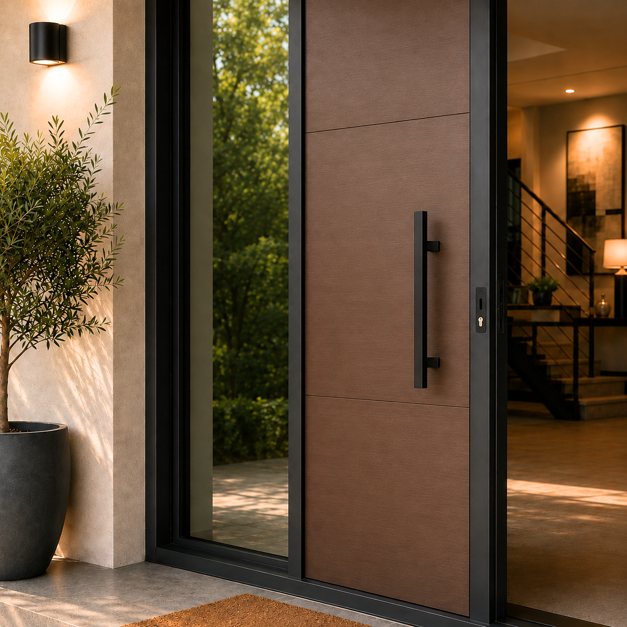 24" Back-to-Back Entry Door Pull Handle | Rectangle H Type Ladder Style | 304 Stainless Steel Front Door Push Pull Handle | for Residential & Commercial use - Black