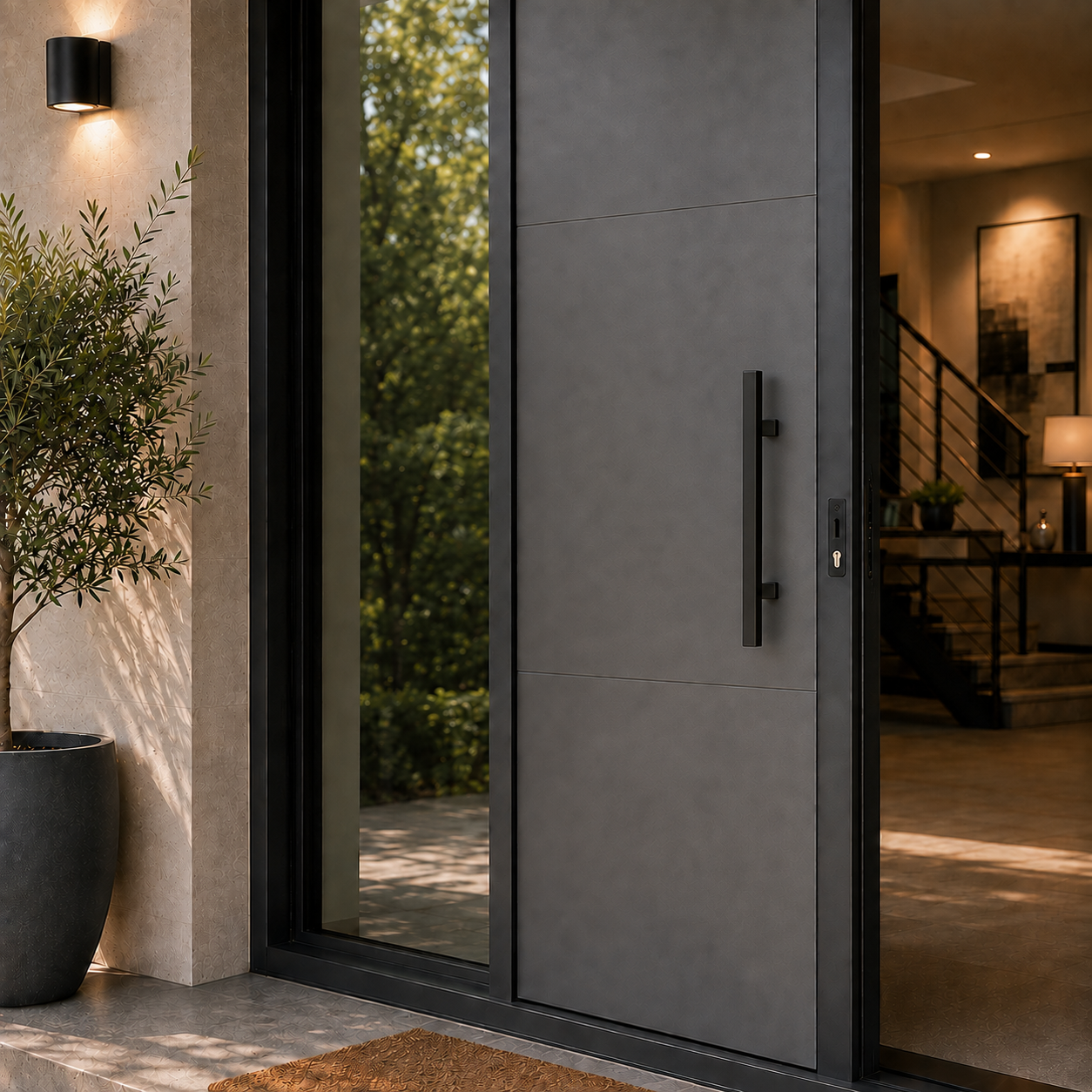 24" Back-to-Back Entry Door Pull Handle | Rectangle H Type Ladder Style | 304 Stainless Steel Front Door Push Pull Handle | for Residential & Commercial use - Black
