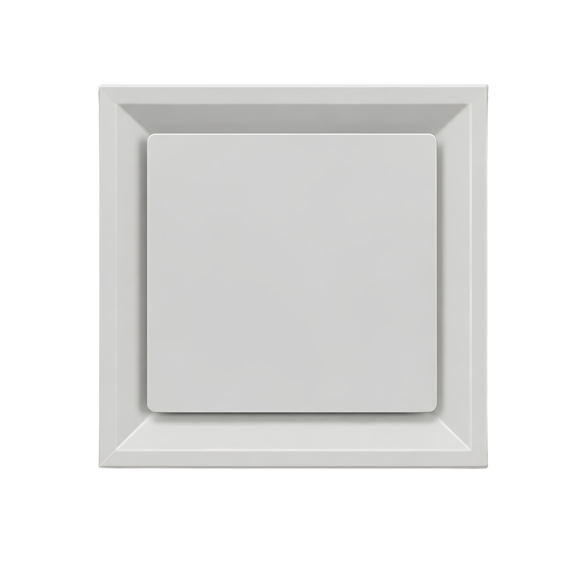 24 x 24 ceiling air diffuser with 8-inch round neck, white steel square HVAC vent cover