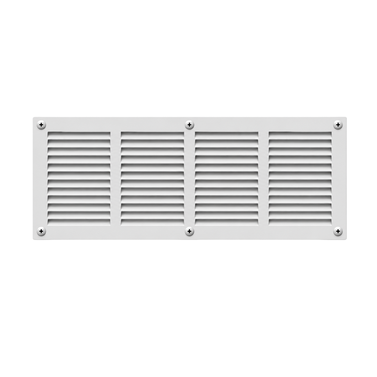 24" x 8" white steel air return grille with horizontal slats for sidewall and ceiling HVAC vent.
