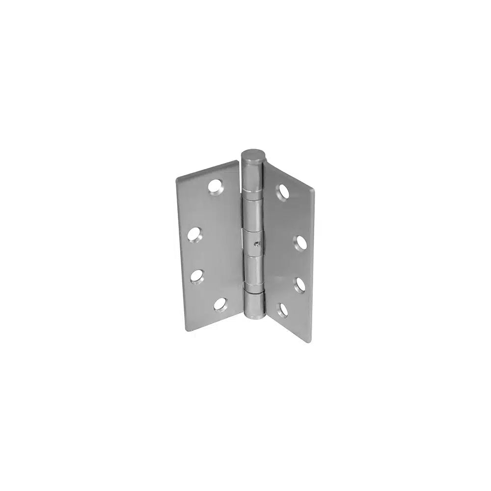 A Taymor Industries full mortise hinge with six screw holes on each rectangular plate, shown partially open against a white background. Compatible with machine and wood screws; meets ANSI/BHMA A156.1 standards for durability.
