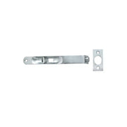 A Taymor Industries metal closet door latch with steel construction features a rectangular faceplate, matching rectangular strike plate with keeper, and mounting screws, all displayed on a white background.