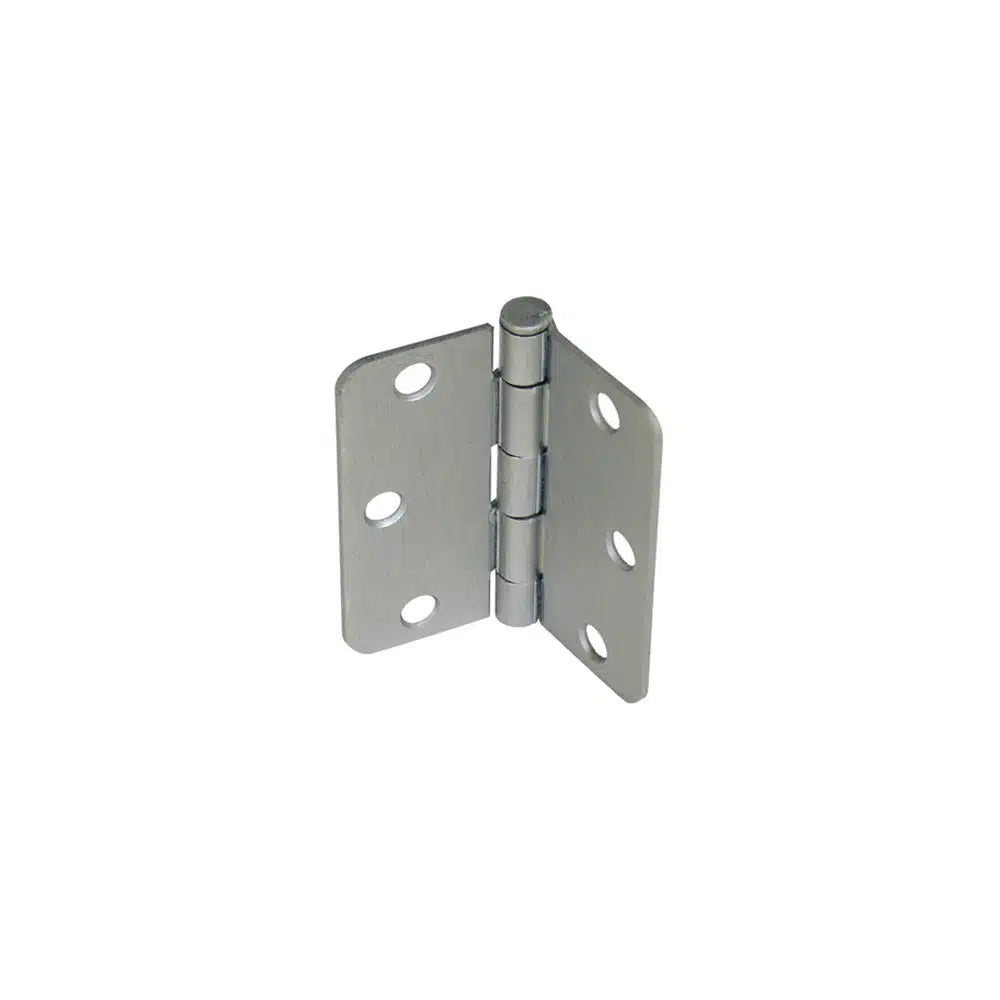 A Taymor Industries metal door hinge with three holes on each rectangular plate, shown upright and partially open against a plain white background. Compatible screws or 3/4″ screws available, with fast shipping in Canada.