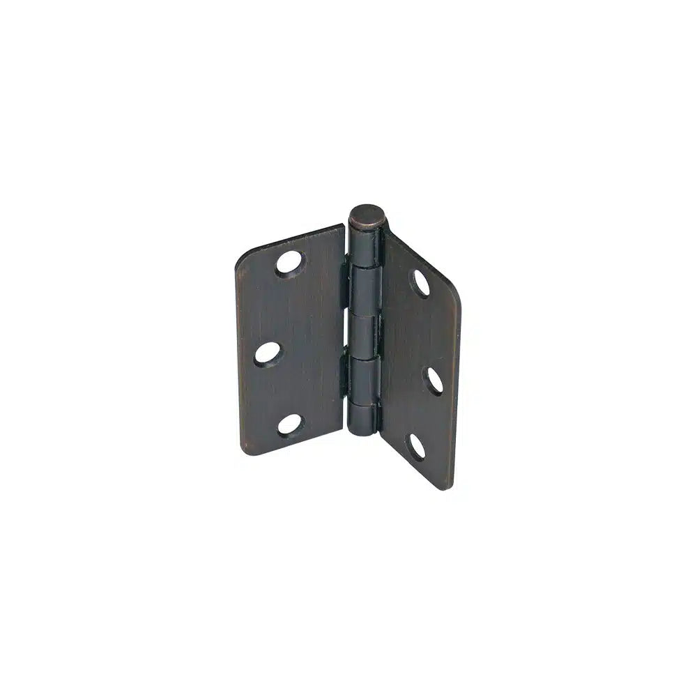 A Taymor Industries dark bronze door hinge with six screw holes is shown upright and open on a plain white background. Includes 3/4″ hinge screws and ships from Canada.