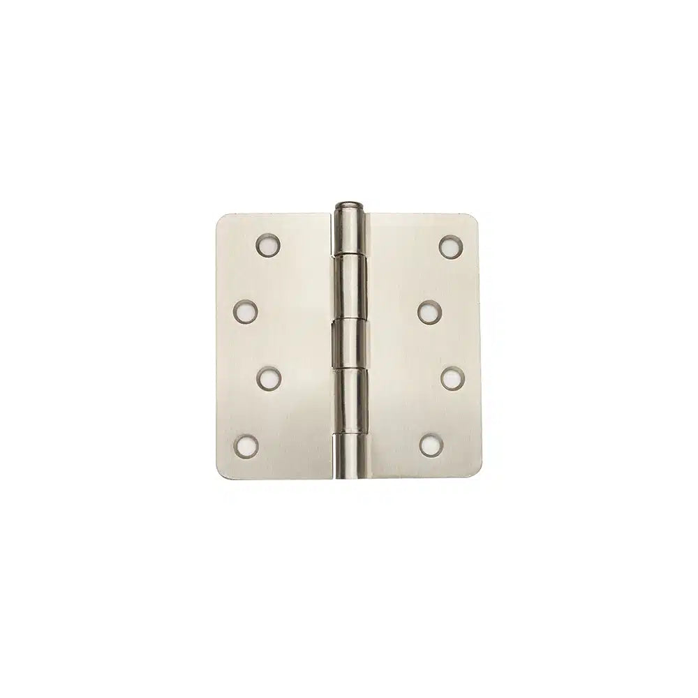 A Taymor Industries silver metal door hinge with six screw holes on each rectangular plate, displayed open on a white background. Ideal for 3/4″ screws or hinge screws. Ships from Canada.