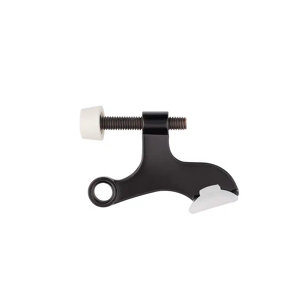 A black metal clamp by Taymor Industries with zinc die-cast construction, a screw and white plastic knob on one end, and a curved hook with a white pad on the other, is shown against a white background.