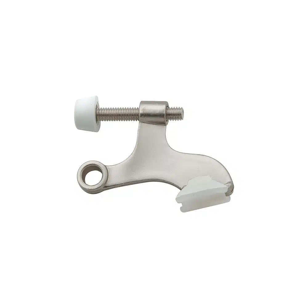 The Taymor Industries silver dental matrix retainer features a screw mechanism, white plastic knob, and durable zinc die-cast construction, used to secure a matrix band during dental procedures.