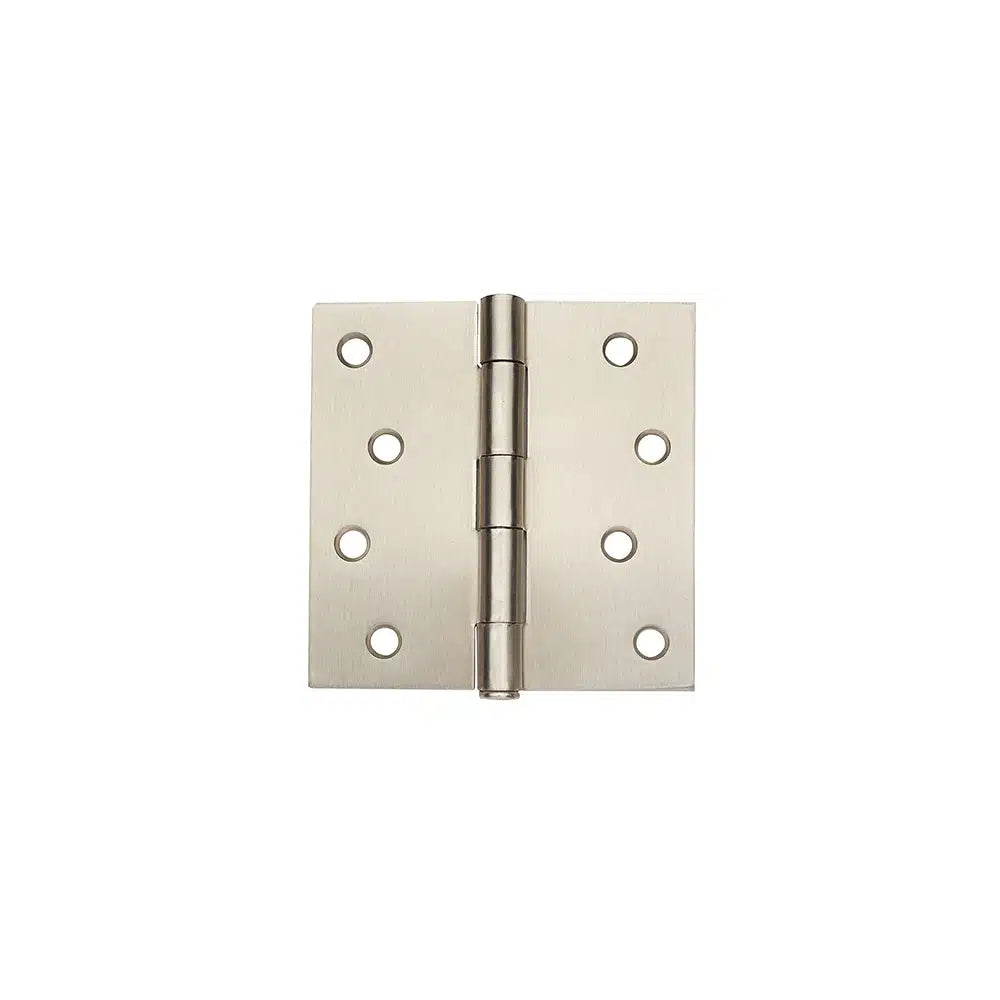A square, silver metal Taymor Industries door hinge with six screw holes on each side, shown on a white background. Includes hinge screws and ships from Canada.