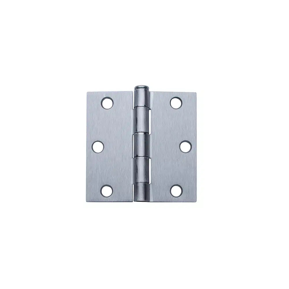 A Taymor Industries metal door hinge with three knuckles and six screw holes, ideal for use with 3/4″ hinge screws. Shown on a plain white background; ships from Canada.