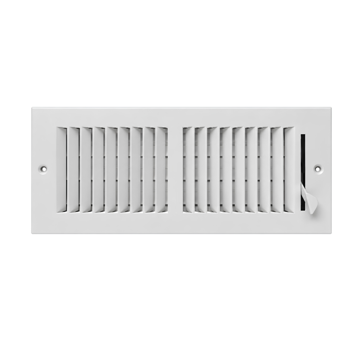 10 x 4 white steel two-way air register grille with adjustable damper for sidewall and ceiling HVAC vent