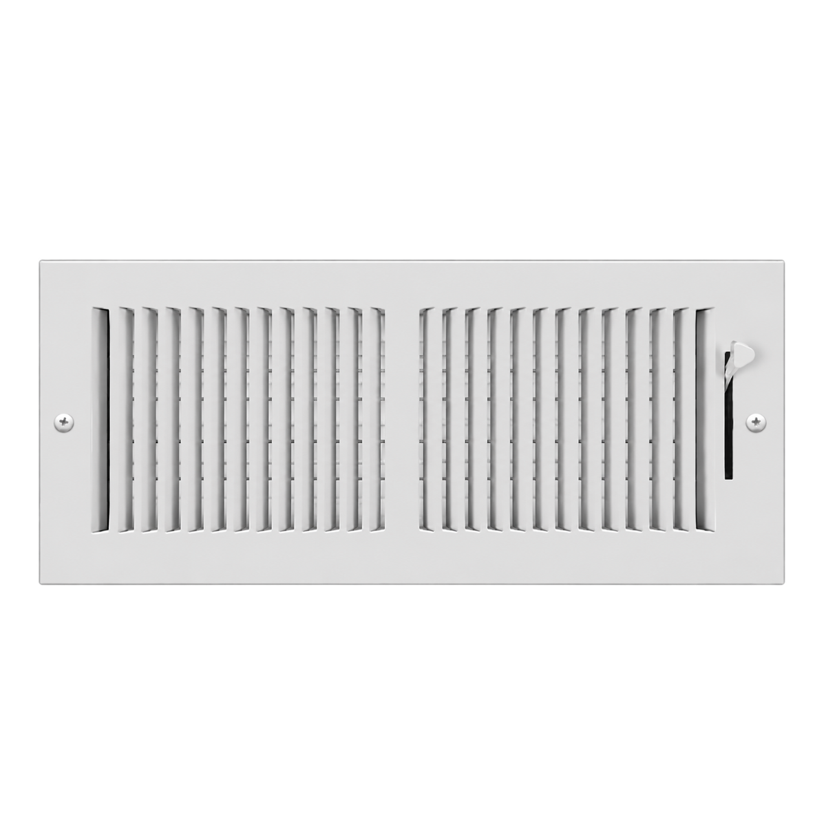 14 x 6 white steel two-way air register grille with adjustable damper for sidewall and ceiling HVAC vents

