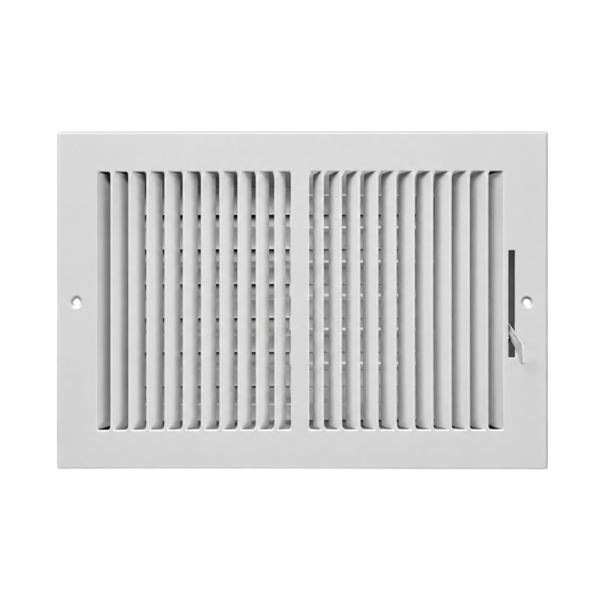 14 x 8 white steel two-way air register grille with adjustable damper for sidewall and ceiling HVAC vents
