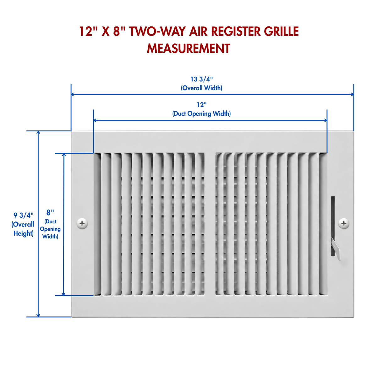 12 x 8 Two-Way Air Register Grille 2SW | White Steel HVAC Vent Cover Installed on Wall in Modern Living Room
