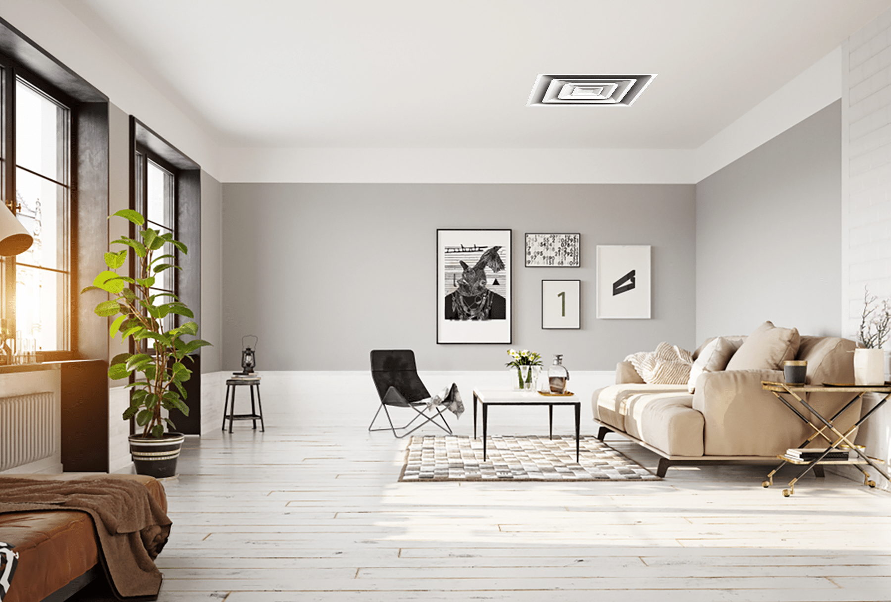 Diffuseur de plafond carré 2CSD Face : 24"x24" Col : 8"
